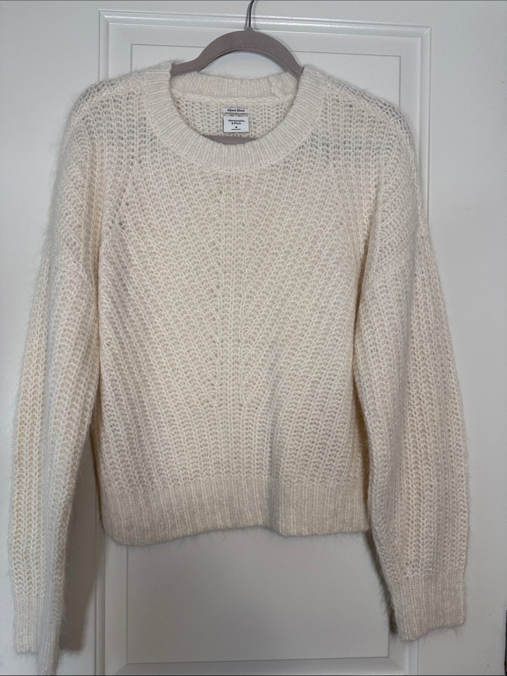 Abercrombie & Fitch Cream Open-Knit Crewneck Sweater